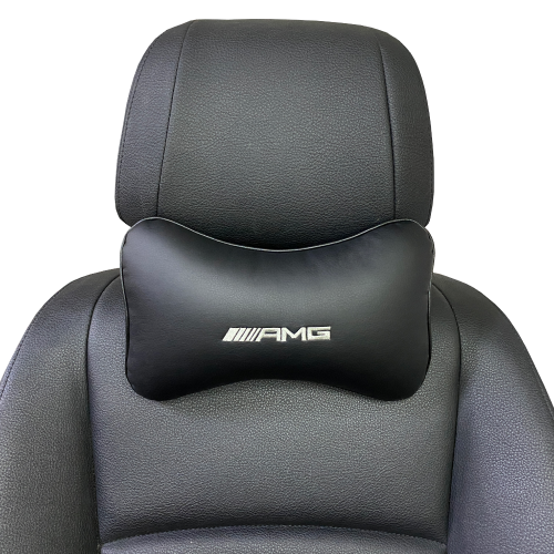 Подушки под шею Подушка под шею черная с вышивкой AMG (Серая)